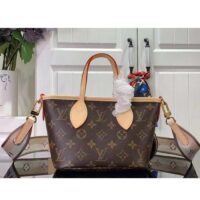 Louis Vuitton LV Women Neverfull BB Beige Monogram Coated Canvas Natural Cowhide Leather (12)