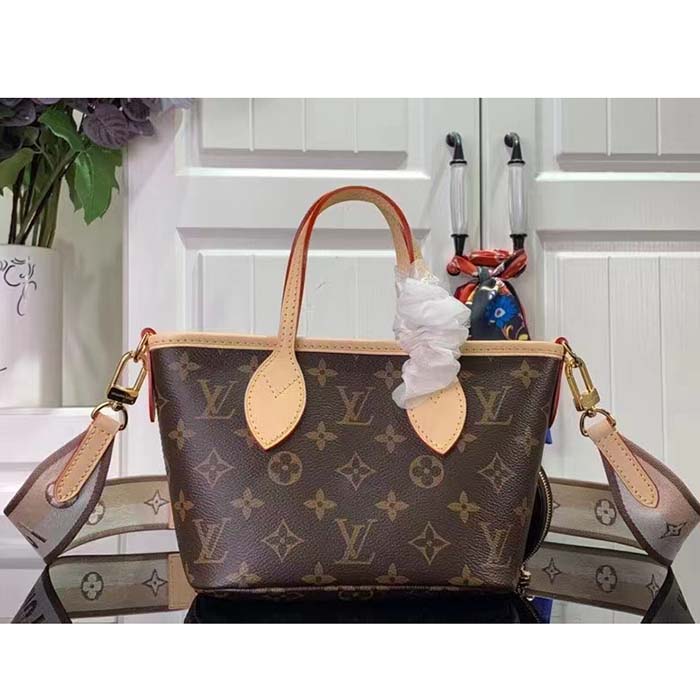 Louis Vuitton LV Women Neverfull BB Beige Monogram Coated Canvas Natural Cowhide Leather (1)