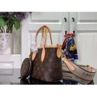 Louis Vuitton LV Women Neverfull BB Beige Monogram Coated Canvas Natural Cowhide Leather (12)