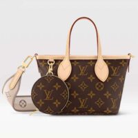 Louis Vuitton LV Women Neverfull BB Beige Monogram Coated Canvas Natural Cowhide Leather (12)