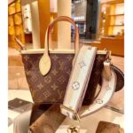 Louis Vuitton LV Women Neverfull BB Beige Monogram Coated Canvas Natural Cowhide Leather - Imagen 2