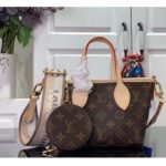 Louis Vuitton LV Women Neverfull BB Beige Monogram Coated Canvas Natural Cowhide Leather - Imagen 3