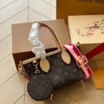 Louis Vuitton LV Women Neverfull BB Peony Pink Monogram Coated Canvas Natural Cowhide Leather - Image 2