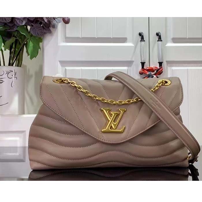 Louis Vuitton LV Women New Wave Chain Bag GM Dark Taupe Quilted Smooth Calf Leather (11)