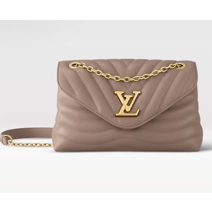 Louis Vuitton LV Women New Wave Chain Bag GM Dark Taupe Quilted Smooth Calf Leather