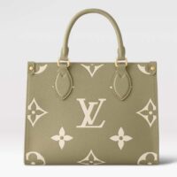 Louis Vuitton LV Women Onthego PM Light Khaki Cream Monogram Empreinte Embossed Grained Cowhide Leather (1)