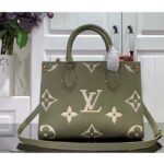Louis Vuitton LV Women Onthego PM Light Khaki Cream Monogram Empreinte Embossed Grained Cowhide Leather - Image 3