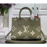 Louis Vuitton LV Women Onthego PM Light Khaki Cream Monogram Empreinte Embossed Grained Cowhide Leather (1)