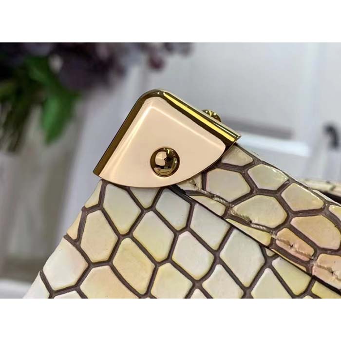 Louis Vuitton LV Women Petite Malle Handbag Royal Garden Soft Shine Alligator Leather (6)