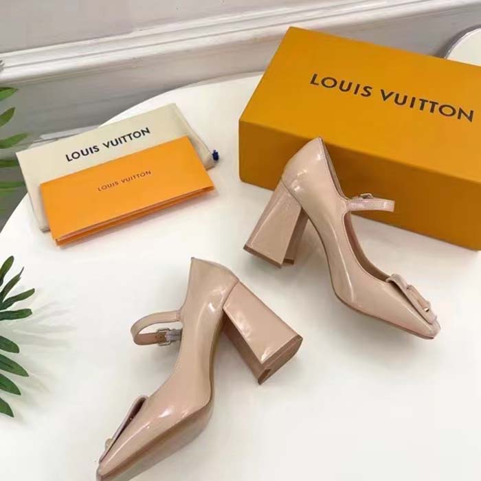 Louis Vuitton LV Women Shake Pump Nude Pink Patent Calf Leather Lambskin 8.5 CM Heel (10)