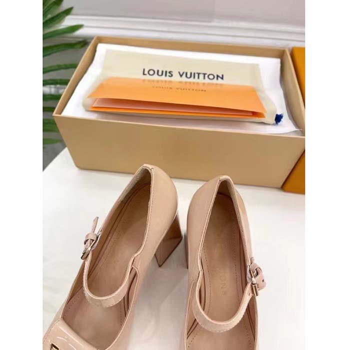 Louis Vuitton LV Women Shake Pump Nude Pink Patent Calf Leather Lambskin 8.5 CM Heel (11)
