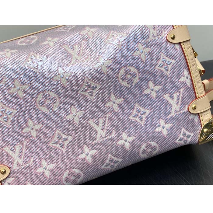 Louis Vuitton LV Women Side Trunk Rose Monogram Coated Canvas Cowhide Leather (12)