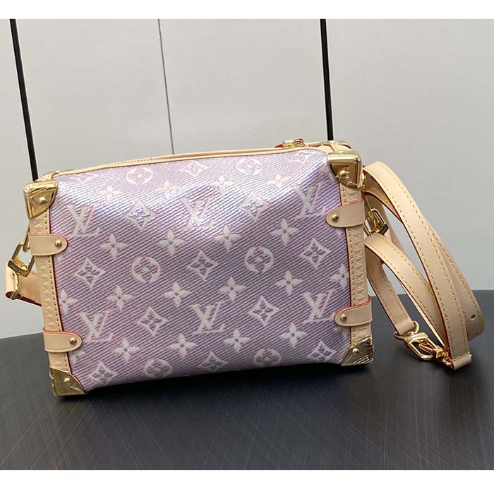 Louis Vuitton LV Women Side Trunk Rose Monogram Coated Canvas Cowhide Leather (8)