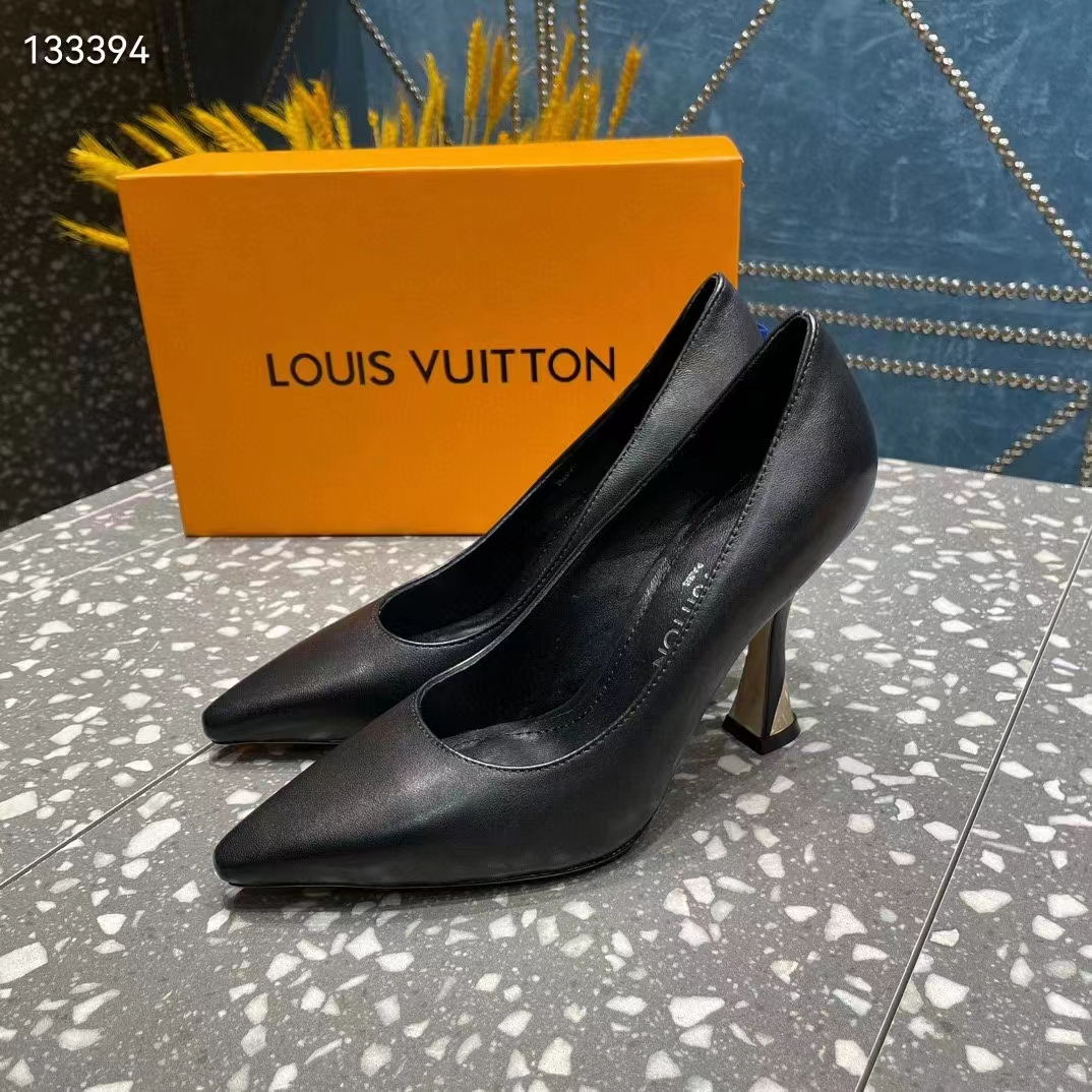 Louis Vuitton LV Women Sparkle Pump Black Lamb Leather Outsole 9.5 Cm Heel (1)