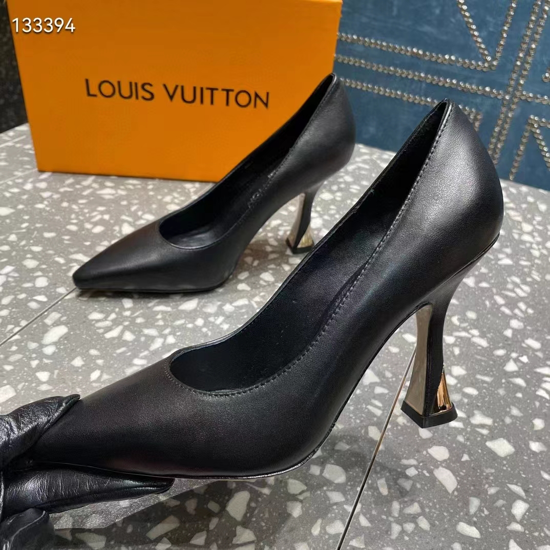 Louis Vuitton LV Women Sparkle Pump Black Lamb Leather Outsole 9.5 Cm Heel (10)