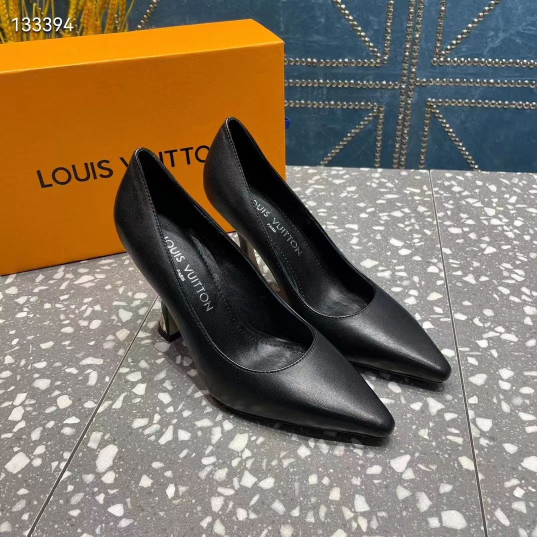 Louis Vuitton LV Women Sparkle Pump Black Lamb Leather Outsole 9.5 Cm Heel (4)