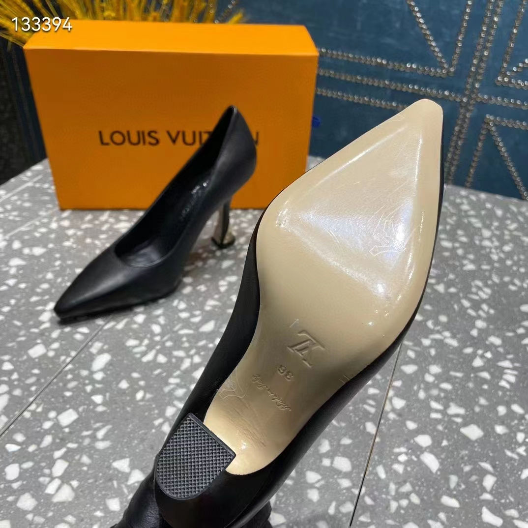 Louis Vuitton LV Women Sparkle Pump Black Lamb Leather Outsole 9.5 Cm Heel (6)