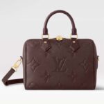 Louis Vuitton LV Speedy Bandoulière 25 para mujer, piel de vacuno granulada en relieve, color rojo vino y monograma Empreinte