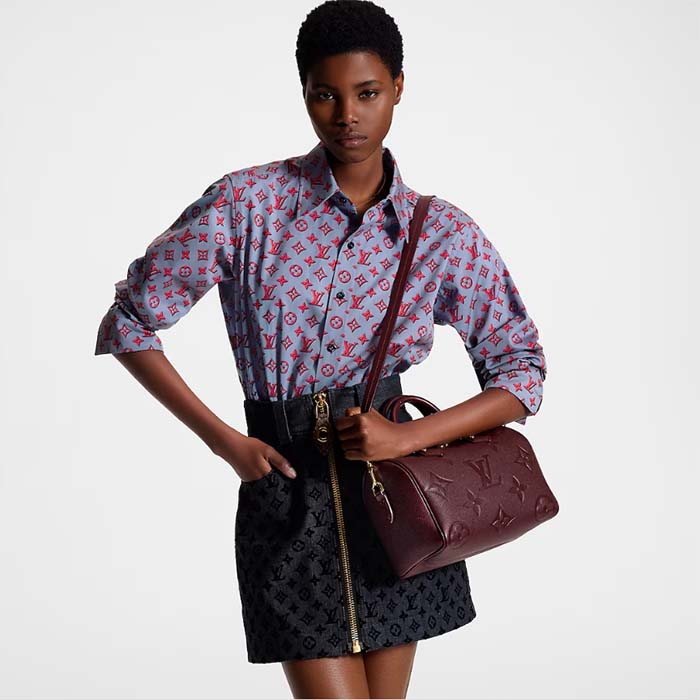 Louis Vuitton LV Women Speedy Bandoulière 25 Wine Red