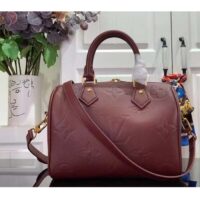 Louis Vuitton LV Women Speedy Bandoulière 25 Wine Red Monogram Empreinte Embossed Grained Cowhide Leather (1)