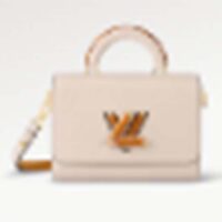 Louis Vuitton LV Women Twist MM Beige White Brown Grained Leather Cowhide (2)