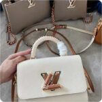 Louis Vuitton LV Women Twist MM Beige White Brown Grained Leather Cowhide – Bild 2