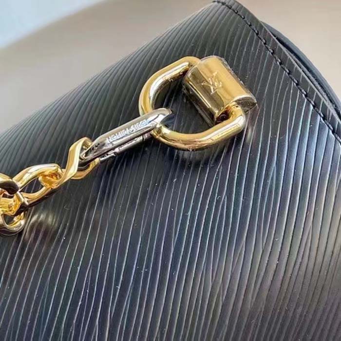 Louis Vuitton LV Women Twist MM Black Epi Grained Leather Cowhide Lock (1)