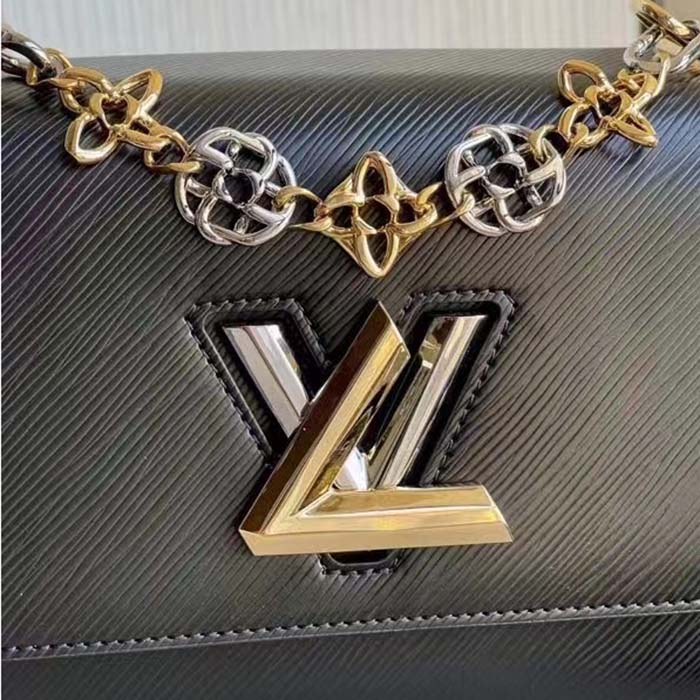 Louis Vuitton LV Women Twist MM Black Epi Grained Leather Cowhide Lock (10)