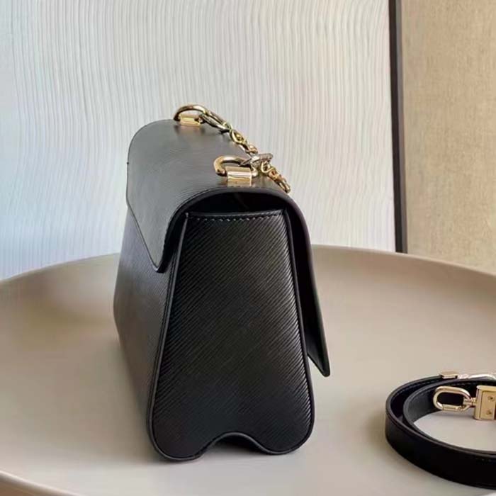 Louis Vuitton LV Women Twist MM Black Epi Grained Leather Cowhide Lock (3)