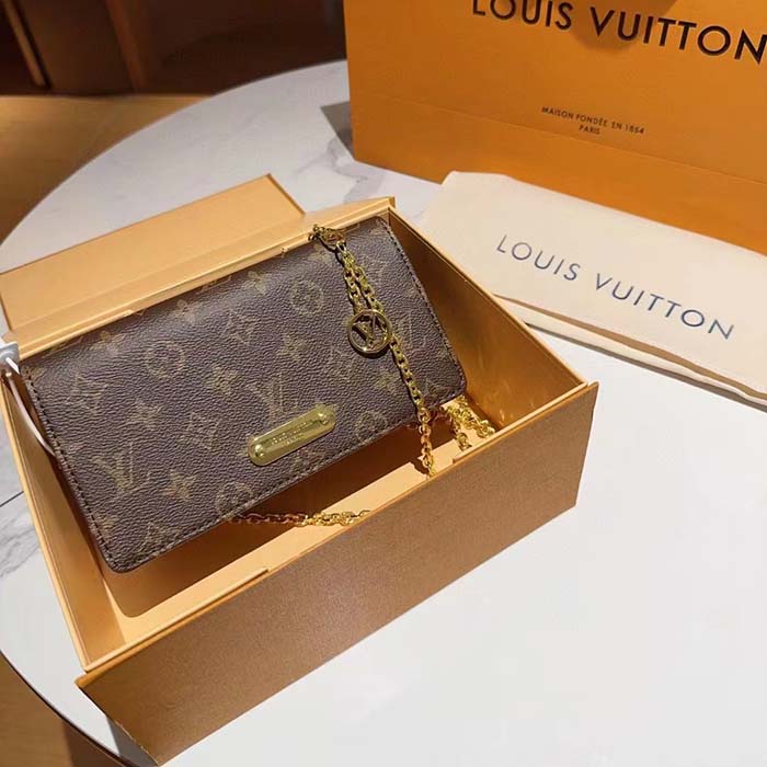 Louis Vuitton LV Women Wallet On Chain Lily Monogram Coated Canvas Flap Closure (1)