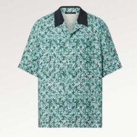 Louis Vuitton Men Monogram Crepe Short-Sleeved Shirt Relaxed Fit Blue Haze (5)