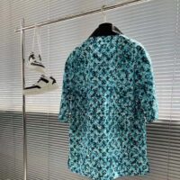 Louis Vuitton Men Monogram Crepe Short-Sleeved Shirt Relaxed Fit Blue Haze (5)
