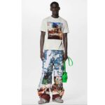 Louis Vuitton Men Printed Cotton T-Shirt Show Fit Ribbed Collar Milky White - Imagen 13