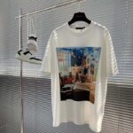 Louis Vuitton Women Printed Cotton T-Shirt Show Fit Ribbed Collar Milky White - Image 2