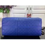 Louis Vuitton Unisex LV Keepall Bandoulière 50 Racing Blue Embossed Taurillon Monogram Cowhide Leather - Imagen 5