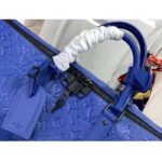 Louis Vuitton Unisex LV Keepall Bandoulière 50 Racing Blue Embossed Taurillon Monogram Cowhide Leather - Imagen 7