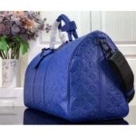 Louis Vuitton Unisex LV Keepall Bandoulière 50 Racing Blue Embossed Taurillon Monogram Cowhide Leather - Imagen 4