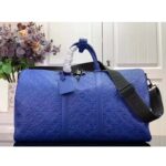 Louis Vuitton Unisex LV Keepall Bandoulière 50 Racing Blue Embossed Taurillon Monogram Cowhide Leather - Imagen 2