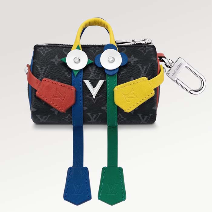 Louis Vuitton Unisex LV Mister Keepall Key Holder Bag Charm Monogram Eclipse Coated Canvas Leather