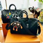 Louis Vuitton Unisex LV Mister Keepall Key Holder Bag Charm Monogram Eclipse Coated Canvas Leather - Image 11