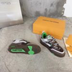 Louis Vuitton Unisex LV Skate Sneaker Grey Mix Materials Grained Calf Leather Technical Mesh - Image 4