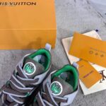 Louis Vuitton Unisex LV Skate Sneaker Grey Mix Materials Grained Calf Leather Technical Mesh - Image 7