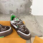 Louis Vuitton Unisex LV Skate Sneaker Grey Mix Materials Grained Calf Leather Technical Mesh - Image 8