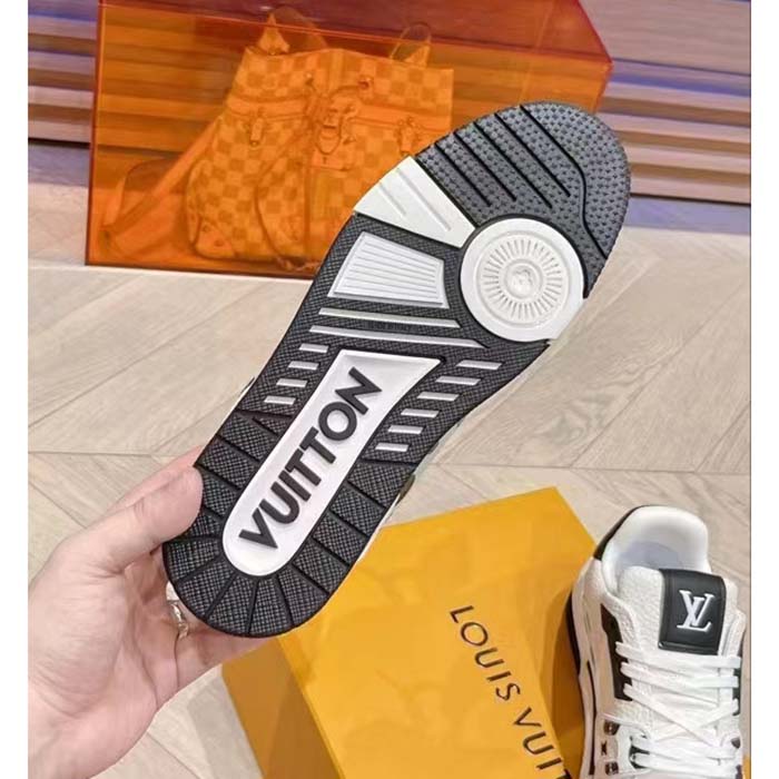 Louis Vuitton Unisex LV Trainer Sneaker Black Calf Leather Rubber Outsole Monogram Flowers (10)