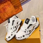 Louis Vuitton Unisex LV Trainer Sneaker Black Calf Leather Rubber Outsole Monogram Flowers - Image 4