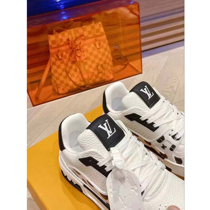 Louis Vuitton Unisex LV Trainer Sneaker Black Calf Leather Rubber Outsole Monogram Flowers (5)