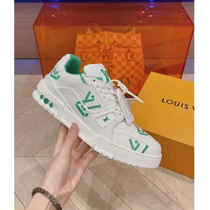 Louis Vuitton Unisex LV Trainer Sneaker Green Mix Sustainable Materials Recycled Polyester (6)