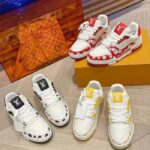 Louis Vuitton Unisex LV Trainer Sneaker Yellow Calf Leather Rubber Outsole Monogram Flowers – Image 11