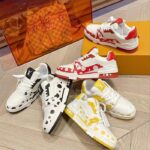 Louis Vuitton Unisex LV Trainer Sneaker Yellow Calf Leather Rubber Outsole Monogram Flowers – Image 13