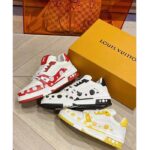 Louis Vuitton Unisex LV Trainer Sneaker Yellow Calf Leather Rubber Outsole Monogram Flowers – Image 12